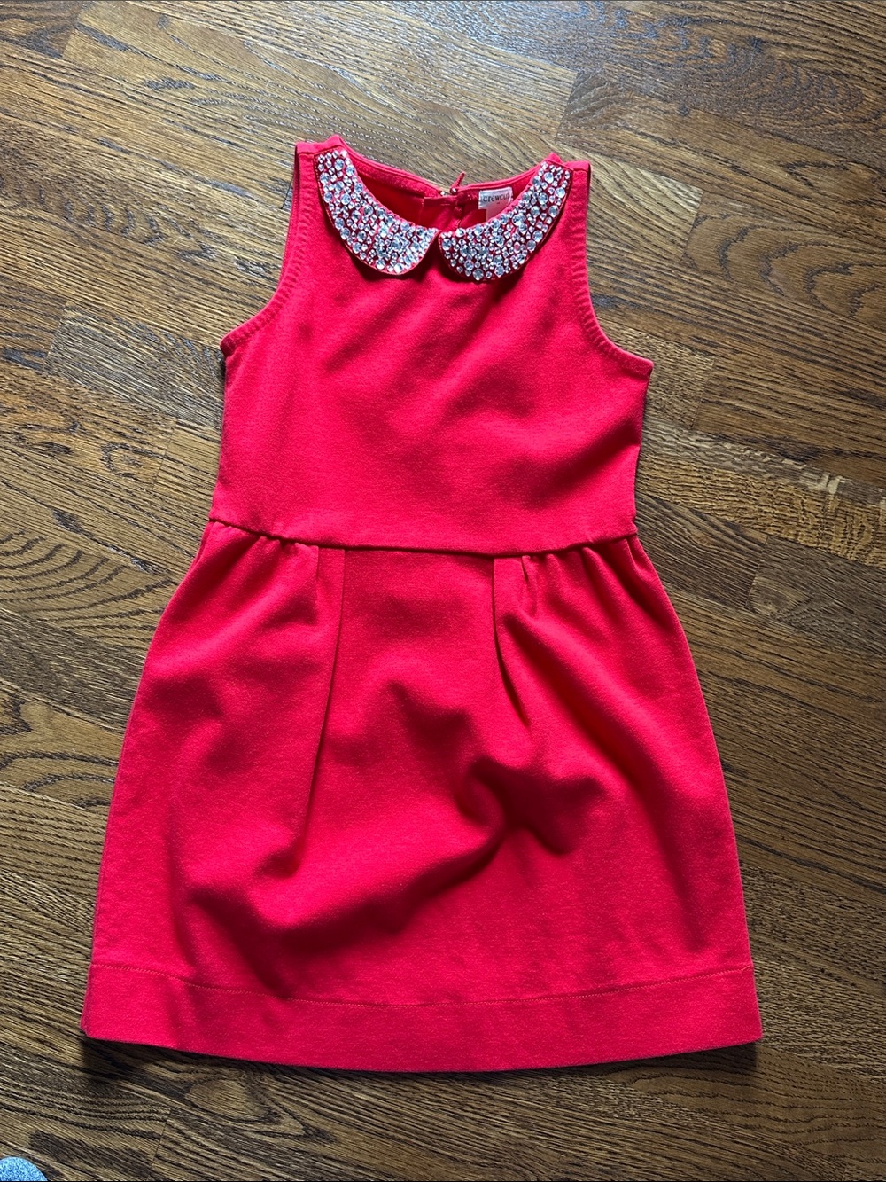Crewcuts Red Sleeveless Dress with Beaded Collar